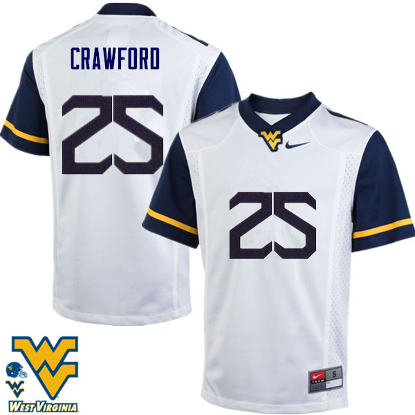 Men #25 Justin Crawford West Virginia Mountaineers College Football Jerseys-White - Click Image to Close